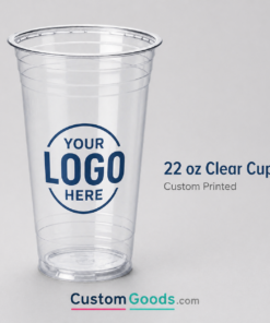 Custom Clear Plastic Cups 22oz – 1-Color Printing