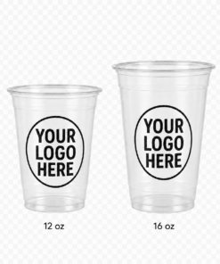 Custom Clear Plastic Cups 12 oz – 1-Color Printing