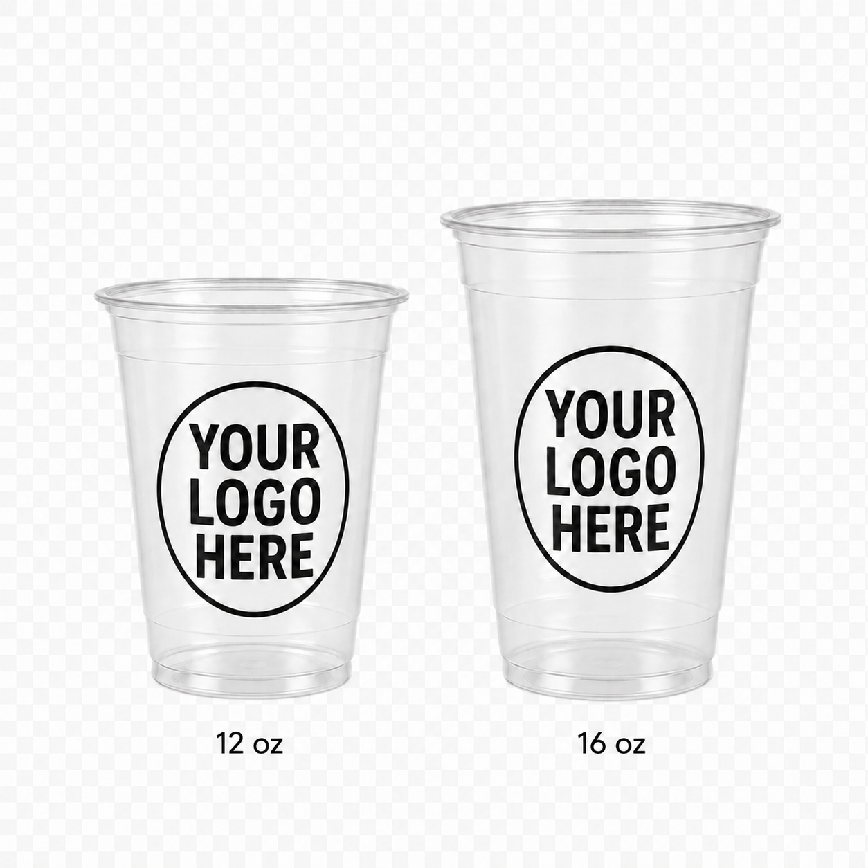 Custom Clear Plastic Cups 12 oz – 1-Color Printing