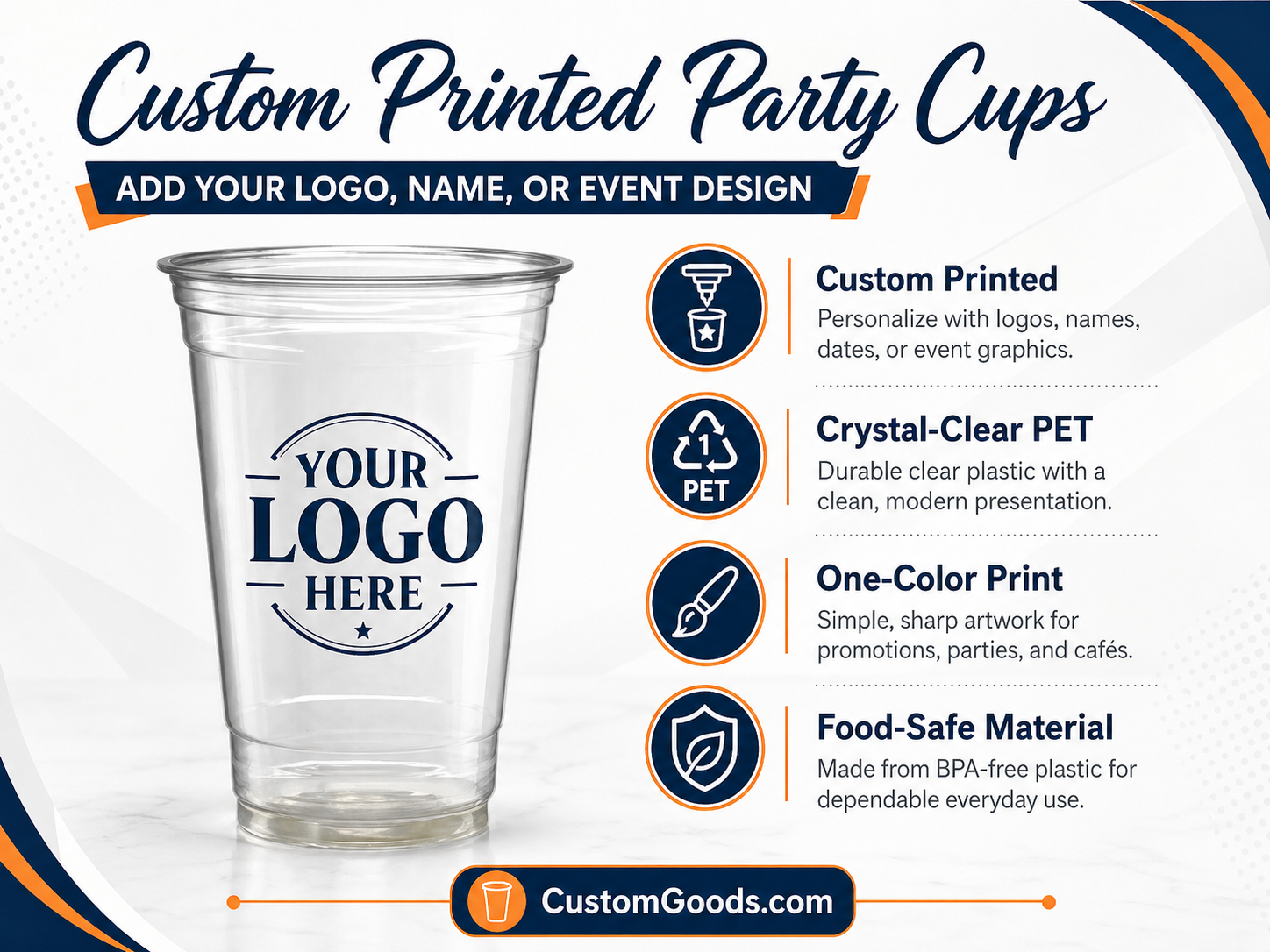 Custom Clear Plastic Cups 12 oz – 1-Color Printing - Image 7