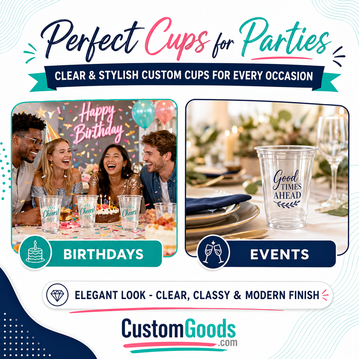 Custom Clear Plastic Cups 12 oz – 1-Color Printing - Image 6