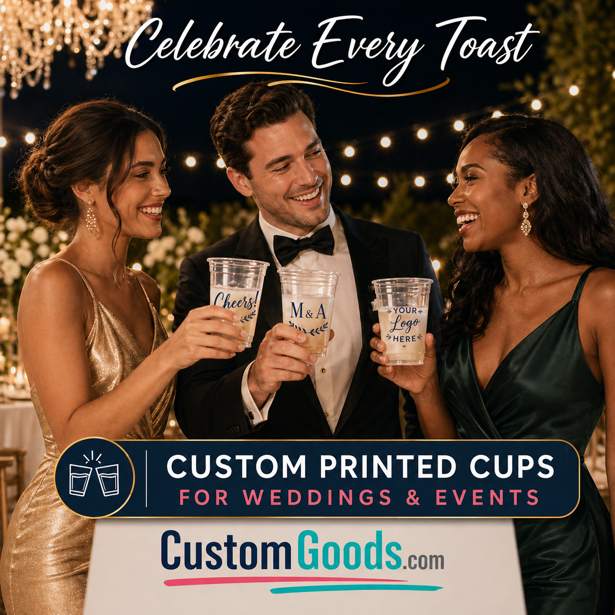 Custom Clear Plastic Cups 12 oz – 1-Color Printing - Image 4