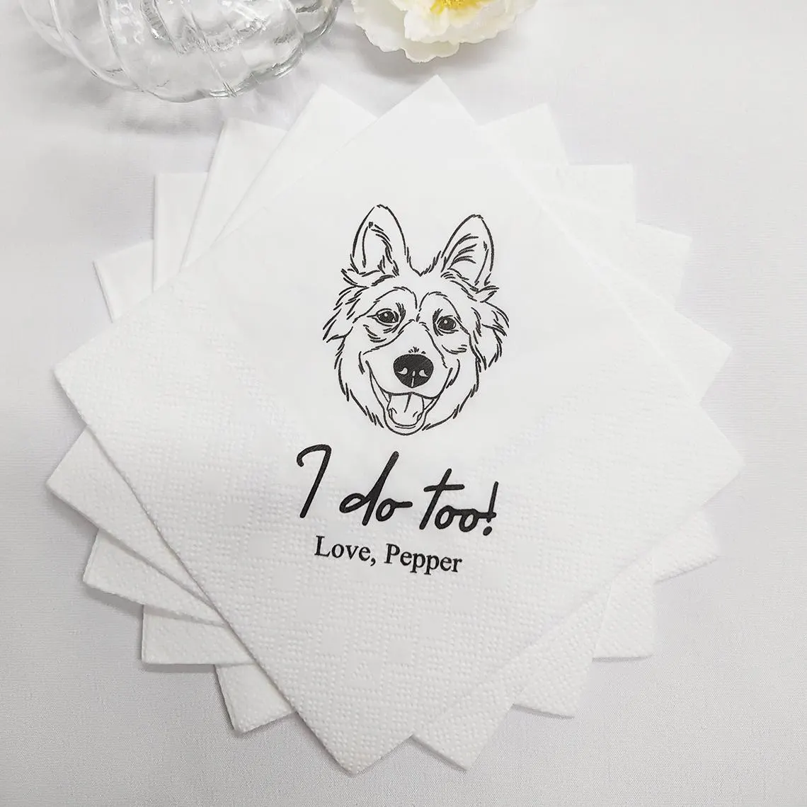 Custom Pet Wedding Napkins - Image 5
