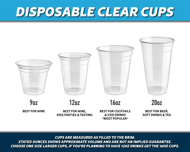 Custom Wedding Clear Plastic Cups – 1-Color Printing - Image 2